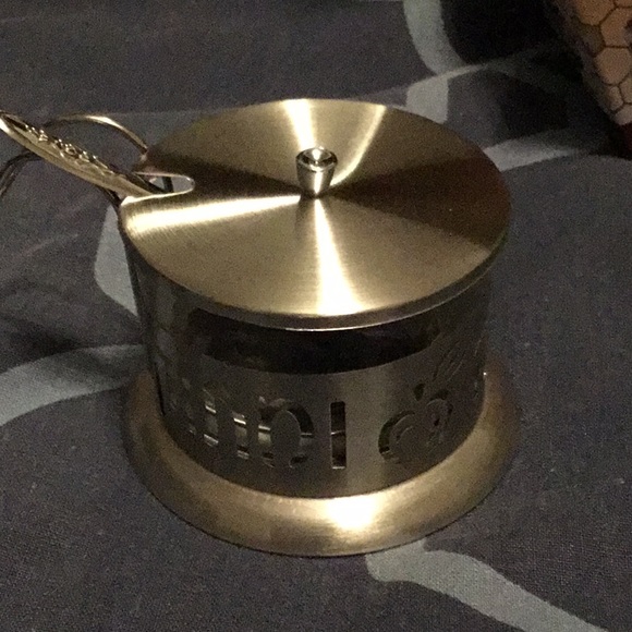 BNIB metal honey dish with spoon and lid - Picture 5 of 7